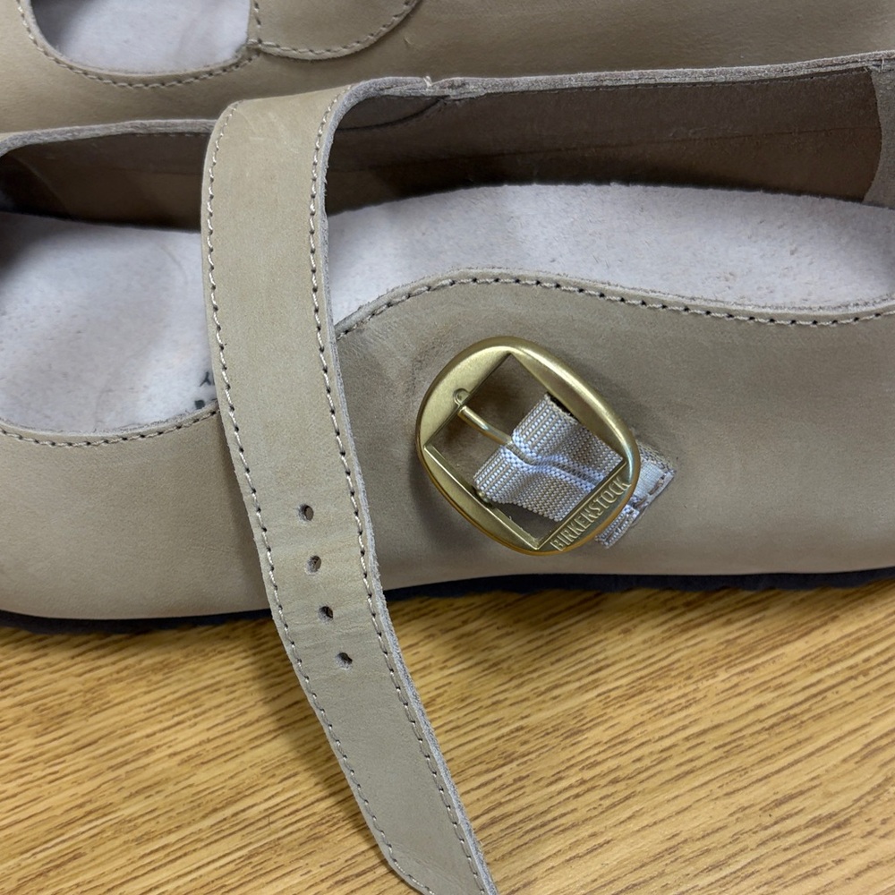 Birkenstock Women's Tan Mary Jane Flats with Ankle Strap - Picture 7 of 8